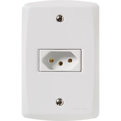 Conjunto 4x2 com 1 Tomada 2P T 10 A 250 V Tramontina Lux2 Branco 120 unidades