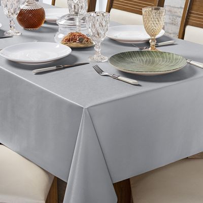 Toalha de Mesa 6 Lugares Térmica Impermeável 1,40 m x 2,00 m 100% Policloreto de Vinila - Cinza