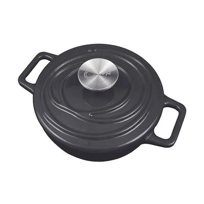 Caçarola de Ferro Fundido Esmaltado Oxford Aroma Cinza 22cm Para Fogão Indução