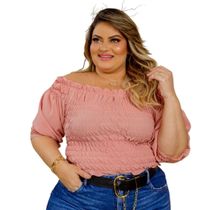 BLUSA  PLUS SIZE DOLCE SEDUTTI CROPPED ELASTEX MARICOTA ROSE