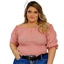 BLUSA  PLUS SIZE DOLCE SEDUTTI CROPPED ELASTEX MARICOTA ROSE