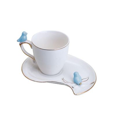 Conjunto 06 Xícaras De Café De Porcelana Cute Birds Design Plate 90 Ml Wolff