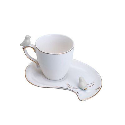 Conjunto 06 Xícaras De Café De Porcelana Cute Birds Design Plate 90 Ml Wolff