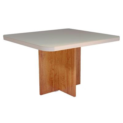 Mesa De Jantar Tampo Mdf E Vidro 1,0m X 1,0m Naturalle Roma Bom Pastor