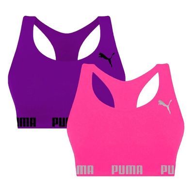 Kit 2 Tops Puma Nadador Sem Costura Feminino GG / Rosa e Roxo