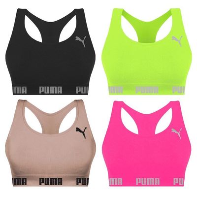 Kit 4 Tops Puma Nadador Sem Costura Feminino G / Preto e Verde
