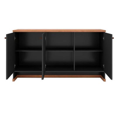 Conjunto Sala De Jantar 2 Peças - Aparador E Estante Verbena - Preto/ Preto/