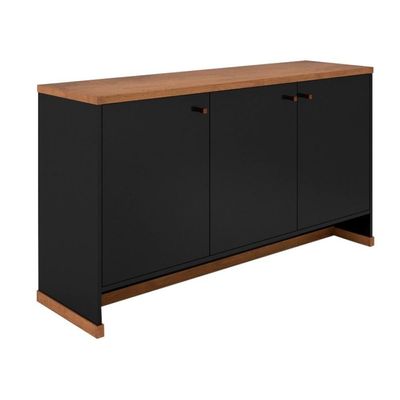 Conjunto Sala De Jantar 2 Peças - Aparador E Estante Verbena - Preto/ Preto/