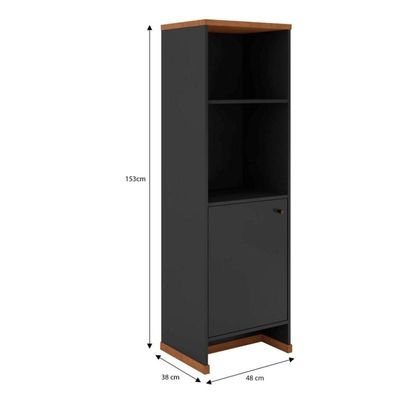 Conjunto Sala De Jantar 2 Peças - Aparador E Estante Verbena - Preto/ Preto/