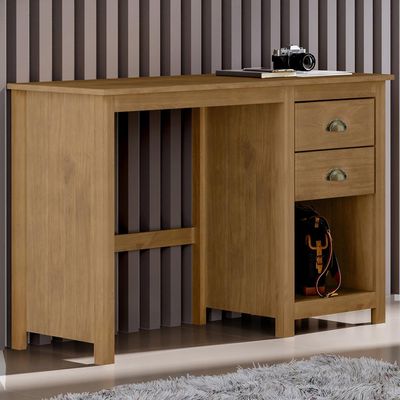 Mesa Para Escritório Escrivaninha Home Office 2 Gavetas Mazzaro F06 Freijó - Lyam Decor