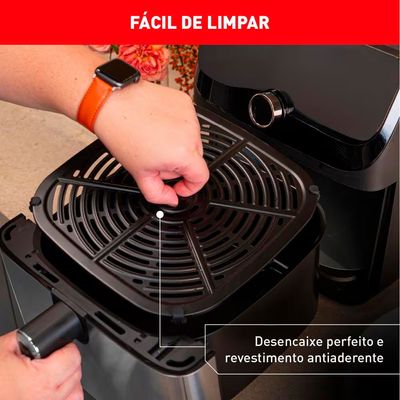 Fritadeira Elétrica Sem Óleo Air Fryer Arno AFD7 7,5L Mega Digital Inox com Preto / 110V