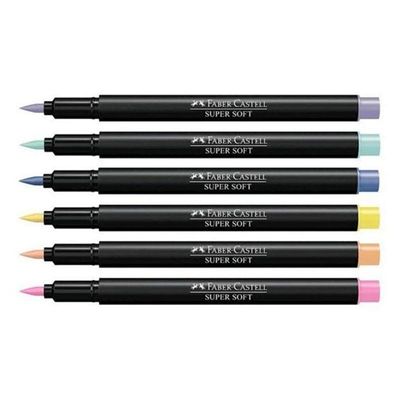 Caneta Hidrográfica Supersoft Brush 150706tpsoft 6 Cores Pastel - Faber Castell
