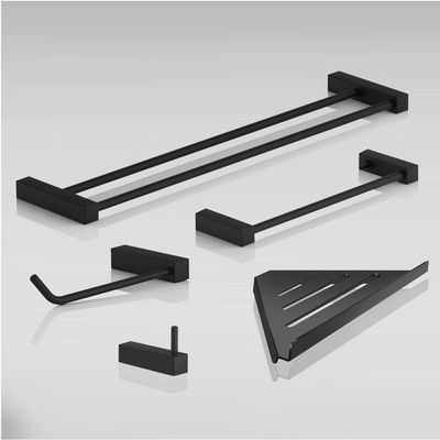 Kit Acessórios Para Banheiro Preto Fosco 5 Peças Grego Metal 2160tr
