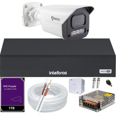 Kit 1 Câmera 1080p Full Color C/Áudio Dvr Intelbras 4ch 1TB Purple