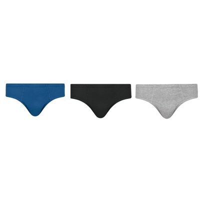 Kit 9 Cuecas Slip Selene Algodão Juvenil 14 / Preto e Azul