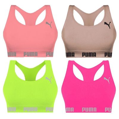 Kit 4 Tops Puma Nadador Sem Costura Feminino M / Rosa/Verde