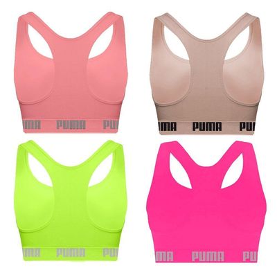 Kit 4 Tops Puma Nadador Sem Costura Feminino M / Rosa/Verde
