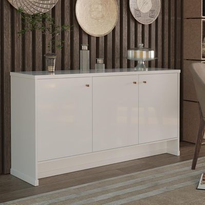 Conjunto Sala De Jantar 2 Peças - Aparador E Estante Verbena - Branco Branco