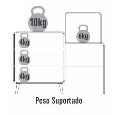 Cômoda Penteadeira 3 Gavetas Curve Bege Dunas Completa Móveis