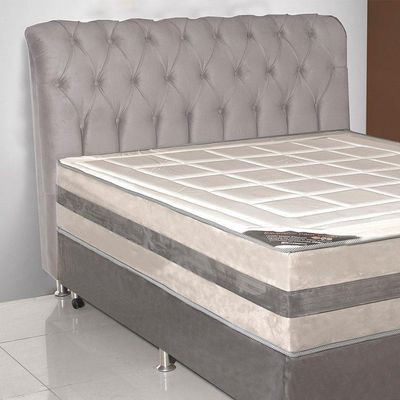 Cabeceira P/Cama Box Queen B/Pastor Estofada Veludo Creme