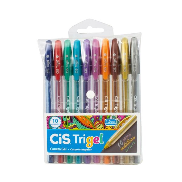 Caneta Gel Cis Trigel 1.0mm com 10 Cores Metálicas Caneta Gel Cis Trigel 1.0mm com 10 Cores Metálicas
