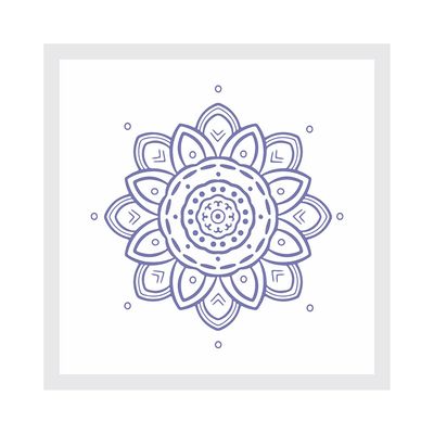 Quadro Le Mandala Flor 22x22cm Mdf Azul