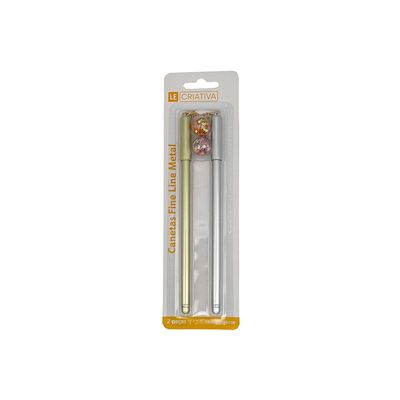 Caneta Fine Line Le Top Metálica Gold e Prata 0.5mm com 2 Unidades