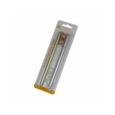 Caneta Fine Line Le Top Metálica Gold e Prata 0.5mm com 2 Unidades