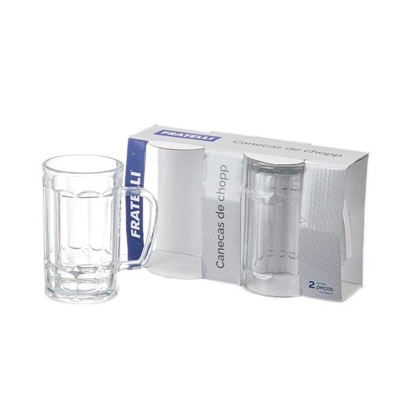 Conjunto de Caneca de Chopp Fratelli em Vidro Transparente 2 Peças 400ml