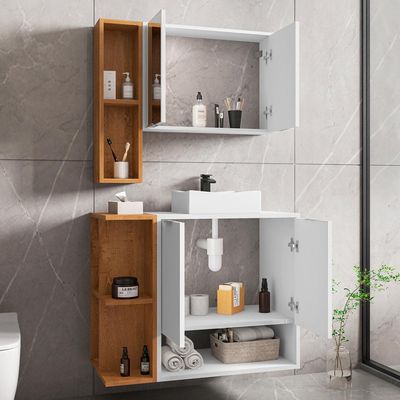 Gabinete Para Banheiro Com Cuba e Espelho Siesta B02 Branco Naturalle - Lyam Decor
