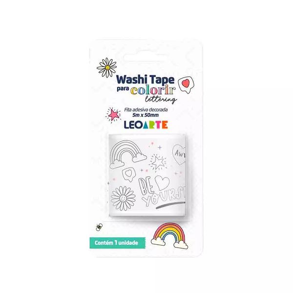 Washi Tape Decorativa Leoarte Colorir Lettering 50mmx5m Washi Tape Decorativa Leoarte Colorir Lettering 50mmx5m