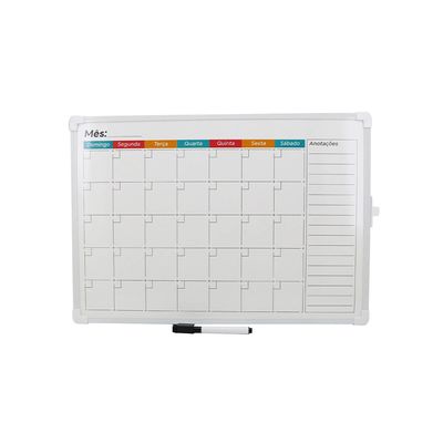 Quadro Magnético Branco Le Planejamento Mensal com Marcador 32x45,5cm