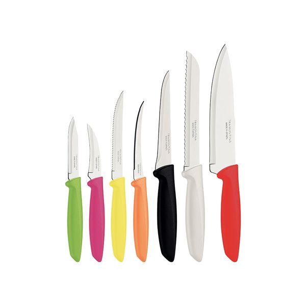 Conjunto de Facas Tramontina Plenus em Inox com Cabo Plástico Colorido 7 Peças Conjunto de Facas Tramontina Plenus em Inox com Cabo Plástico Colorido 7 Peças