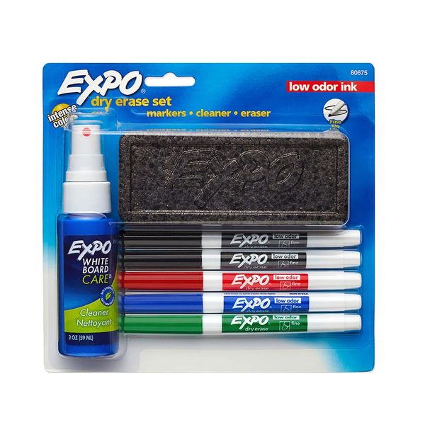 Kit de Marcadores para Quadro Branco Papermate Expo com Apagador e 1 Limpador - Item Sortido
