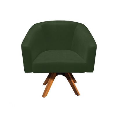 Poltrona Decorativa Kit 2 Stella Base de Madeira Giratória MM30 Sintético PU Verde D03 - D'Rossi
