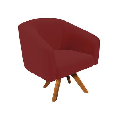 Poltrona Sala Decorativa Kit 2 Stella Base de Madeira Giratória MM30 Veludo Marsala D03 - D'Rossi