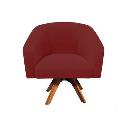Poltrona Sala Decorativa Kit 2 Stella Base de Madeira Giratória MM30 Veludo Marsala D03 - D'Rossi