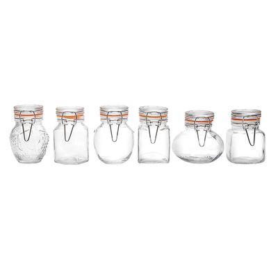 Conjunto de Potes para Condimentos de Vidro Casambiente com Tampa 6 Peças