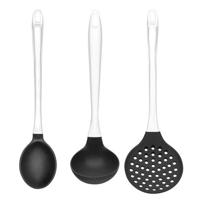 Conjunto de Utensílios Multilaser Silicone com Cabo Acrílico Preto 3 Peças