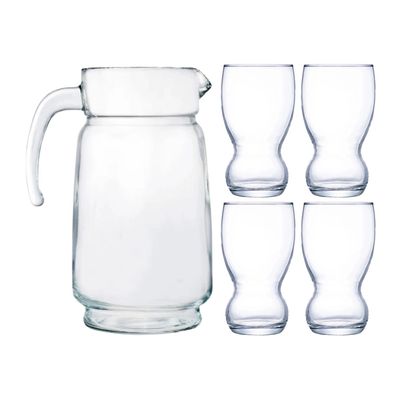 Conjunto de Jarra e Copos de Vidro Ruvolo Athenas 5 Peças