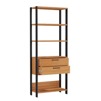 Estante 5 Prateleiras 2 Gavetas Freijó/Preto Fosco 73 x 32 x 185 cm Dalla Costa E91