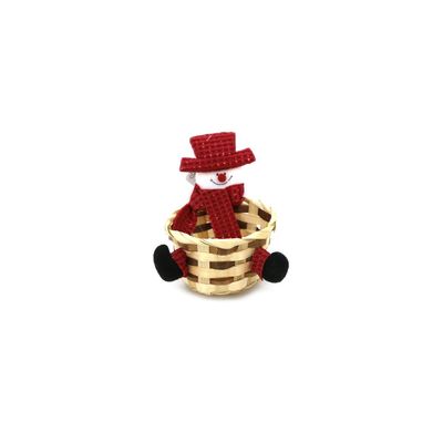 Enfeite Cesta de Natal Le com Figuras Luxo Vermelha 13x11cm