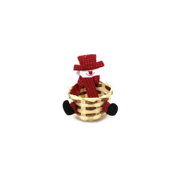 Enfeite Cesta de Natal Le com Figuras Luxo Vermelha 13x11cm
