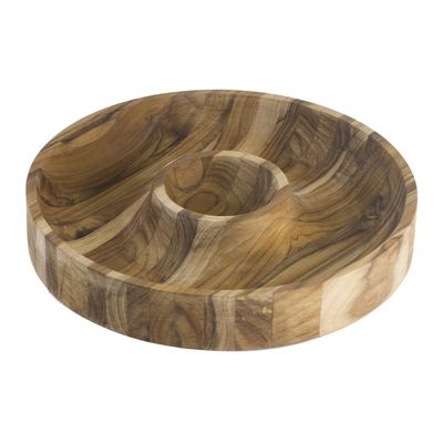 Petisqueira Churrasco Tramontina Fundo Central em Madeira Teca FSC com Acabamento em Óleo Mineral 31,5x31,5 cm