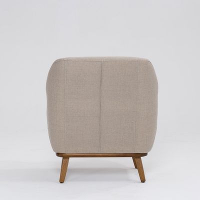 Poltrona Decorativa Pauline D07 Base Madeira Linho Aveia - D'Rossi