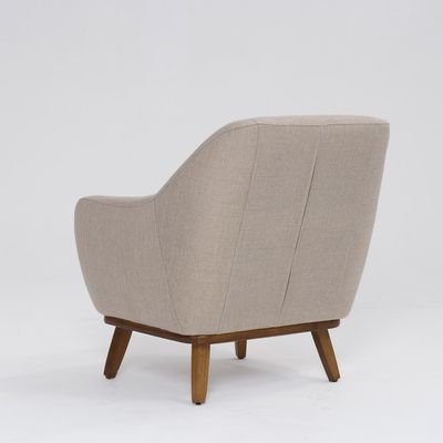 Poltrona Decorativa Pauline D07 Base Madeira Linho Aveia - D'Rossi