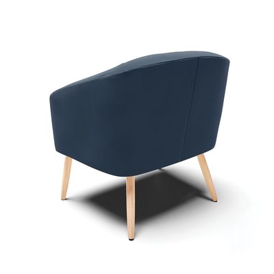 Poltrona Sala Decorativa Kit 2 Stella Pé Palito Natural Suede Azul Marinho D03 - D'Rossi