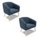 Poltrona Sala Decorativa Kit 2 Stella Pé Palito Natural Suede Azul Marinho D03 - D'Rossi