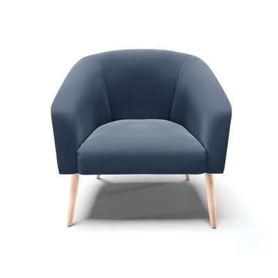 Poltrona Sala Decorativa Kit 2 Stella Pé Palito Natural Suede Azul Marinho D03 - D'Rossi