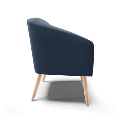 Poltrona Sala Decorativa Kit 2 Stella Pé Palito Natural Suede Azul Marinho D03 - D'Rossi